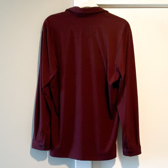 Mizzen + Main Henley Men Long Sleeve Collared Maroon Shirt in Size M Trim - Picture 2 of 9
